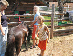 Kinder sitzen auf Heuballen